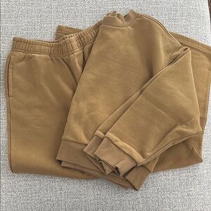Kids Tan Sweatpants and Sweatshirt Set